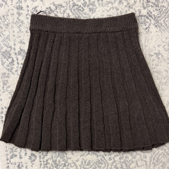 Klesis Dresses & Skirts - Brown Pleated Sweater Skirt